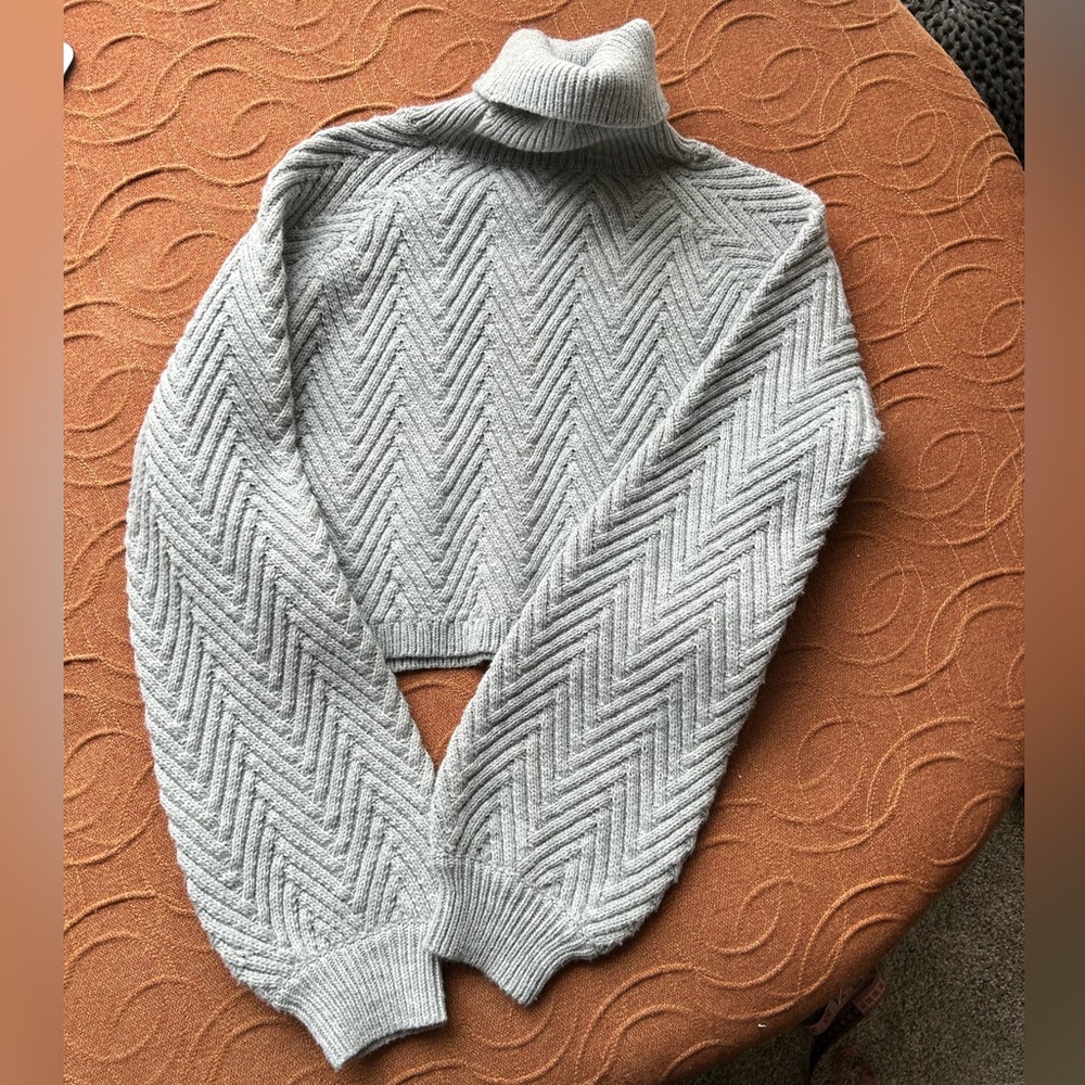Current Grey Cropped Turtleneck Sweater